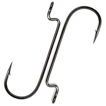 CAJOAUIS offset worm hook set in black finish, sizes 2# to 5/0