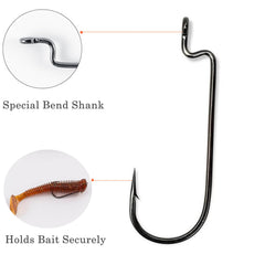Chemically sharpened needle point on offset worm hook