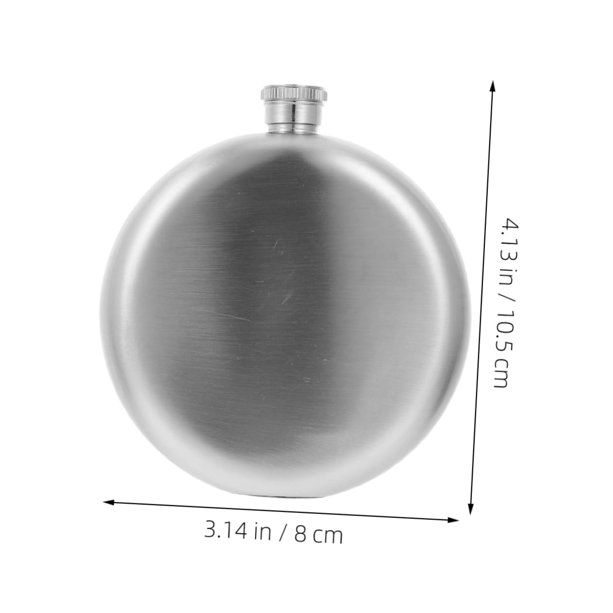 Cabilock round stainless steel flask, durable for rugged outdoor use.