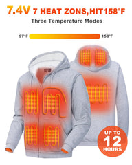 Cadai heated hoodie side hood image demonstrates discreet hood heating and adjustable fit