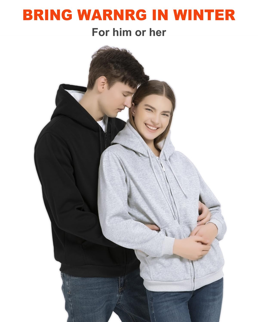 Cadai heated hoodie winter-outfit image pairs warmth with casual outdoor style