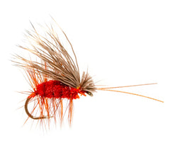 Close-up of size #10 caddis dry fly pattern