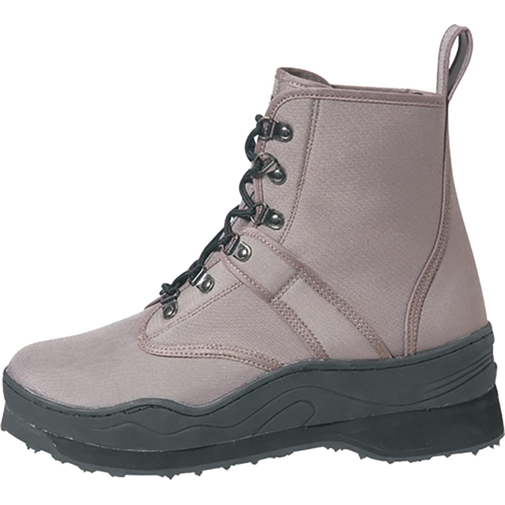 Caddis men's taupe EcoSmart Grip wading shoe front view shows reinforced toe for durability.