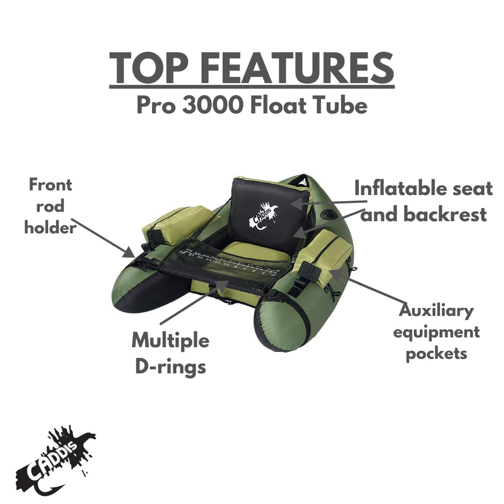Caddis PRO/3000 Float Tube – side angle showing tear-drop design