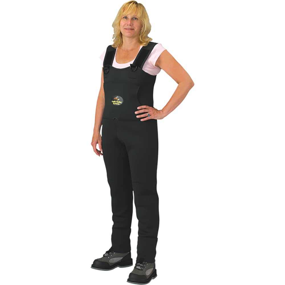 Caddis women's queen green neoprene stocking-foot wader for warm dry protection in wet conditions.