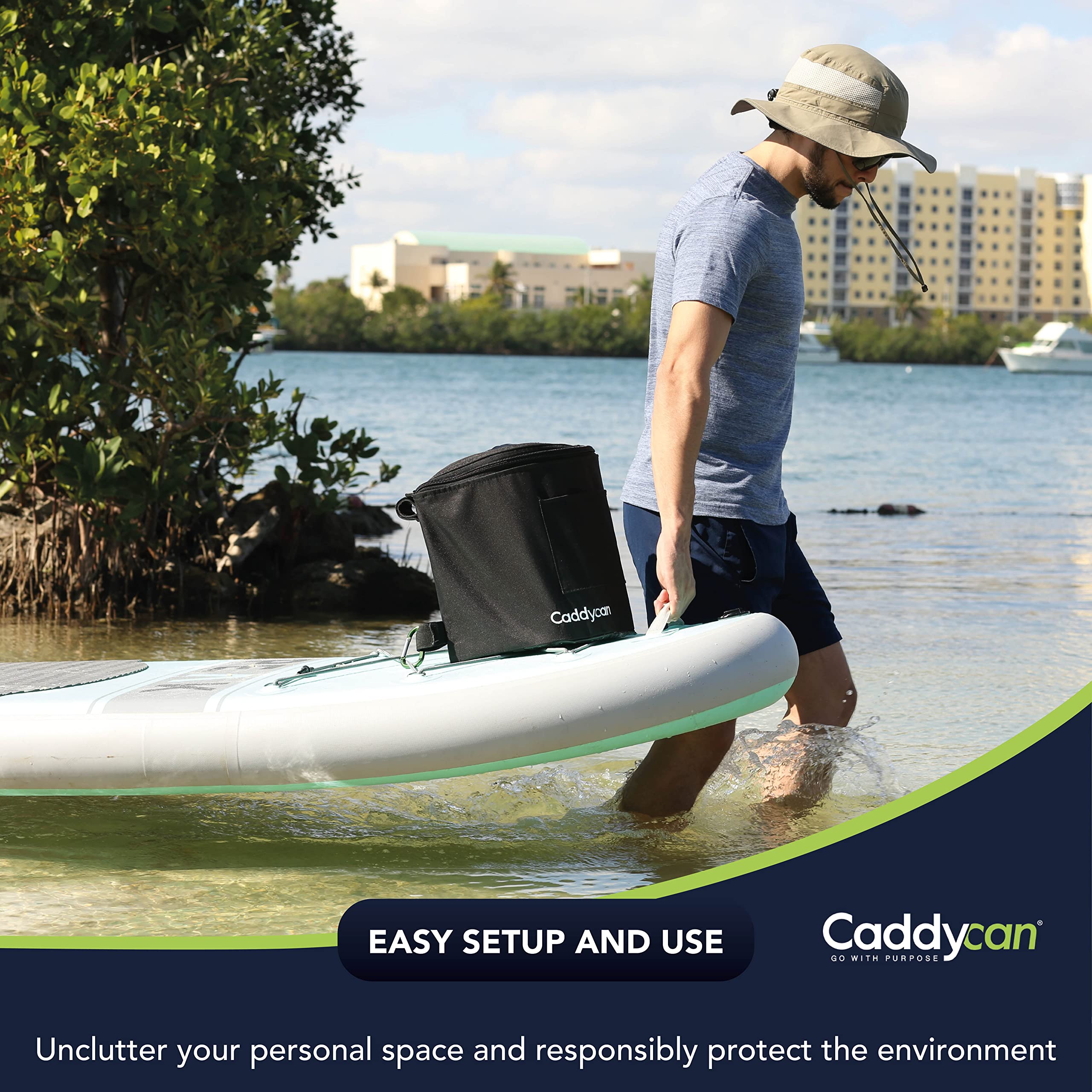 Caddycan multi use design suits boating, camping, fishing, and hiking.