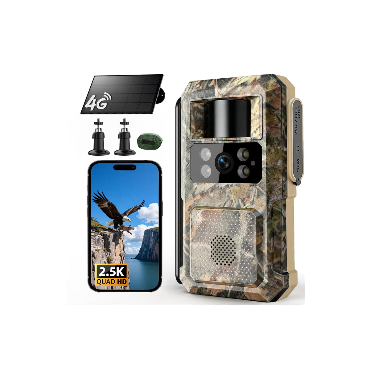 Cadrali 2.5K HD trail camera front view for clear day shots and wildlife observation.
