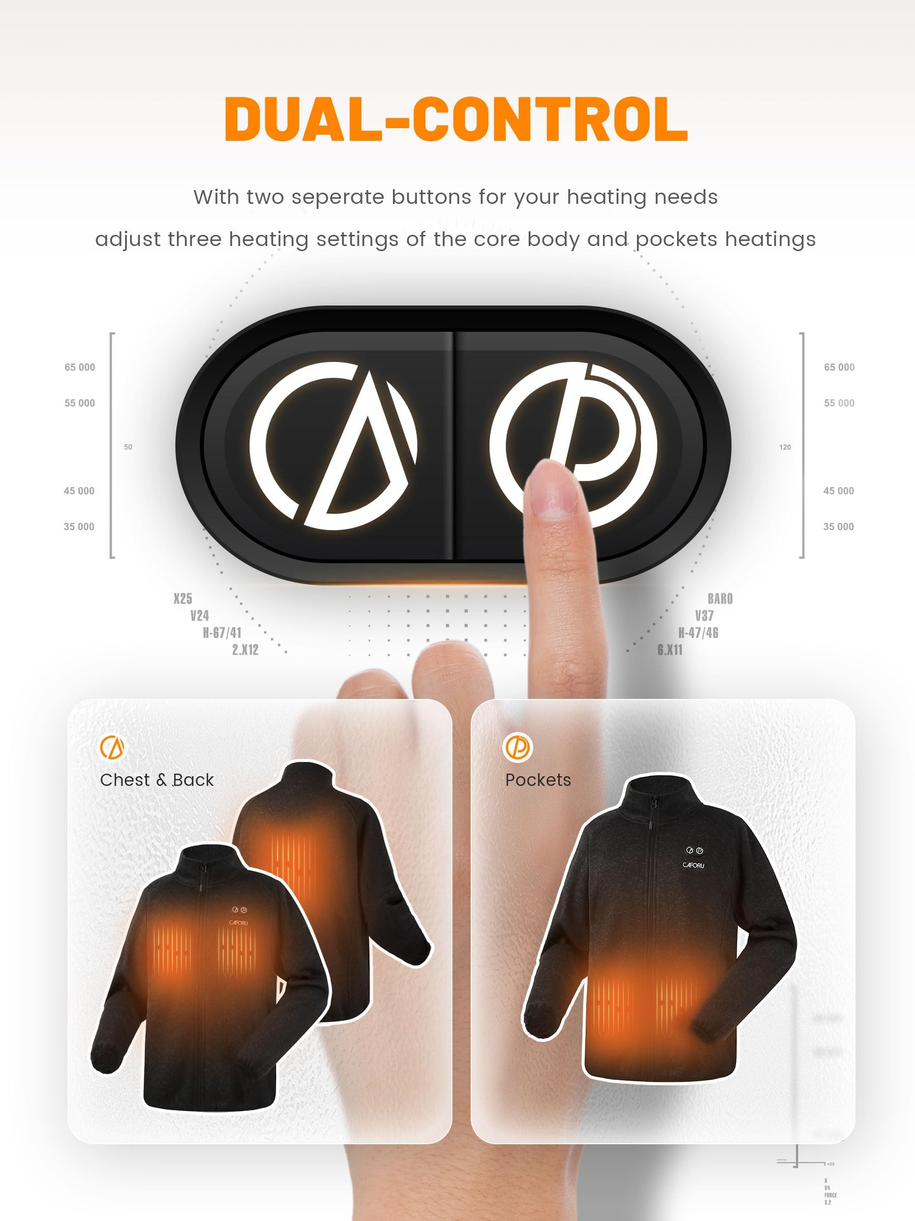 CAFORU heated hoodie for women back view showing even heat distribution across core and back.