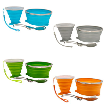 Cagelya mess kit foldable bowl in a backpacking setup showing space-saving design