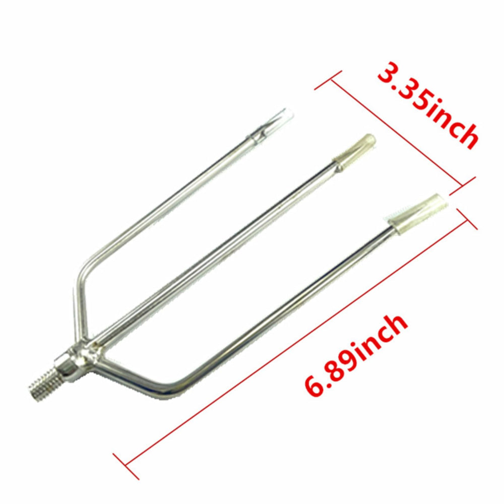Side view of CAJOAUIS 3-prong harpoon showing stainless steel construction