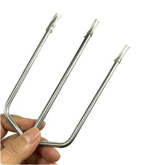 Close-up of razor-sharp stainless steel harpoon tip