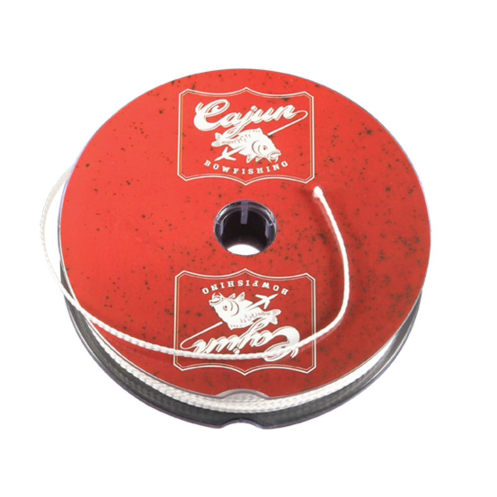 Cajun Bowfishing premium line 25-yard spool, white, strong wear resistance for durable performance.