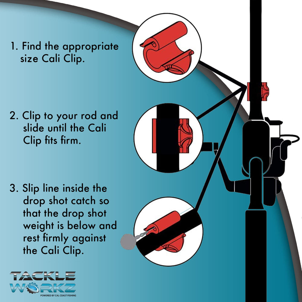 Cali Clip securely holds weight on rod for quick access