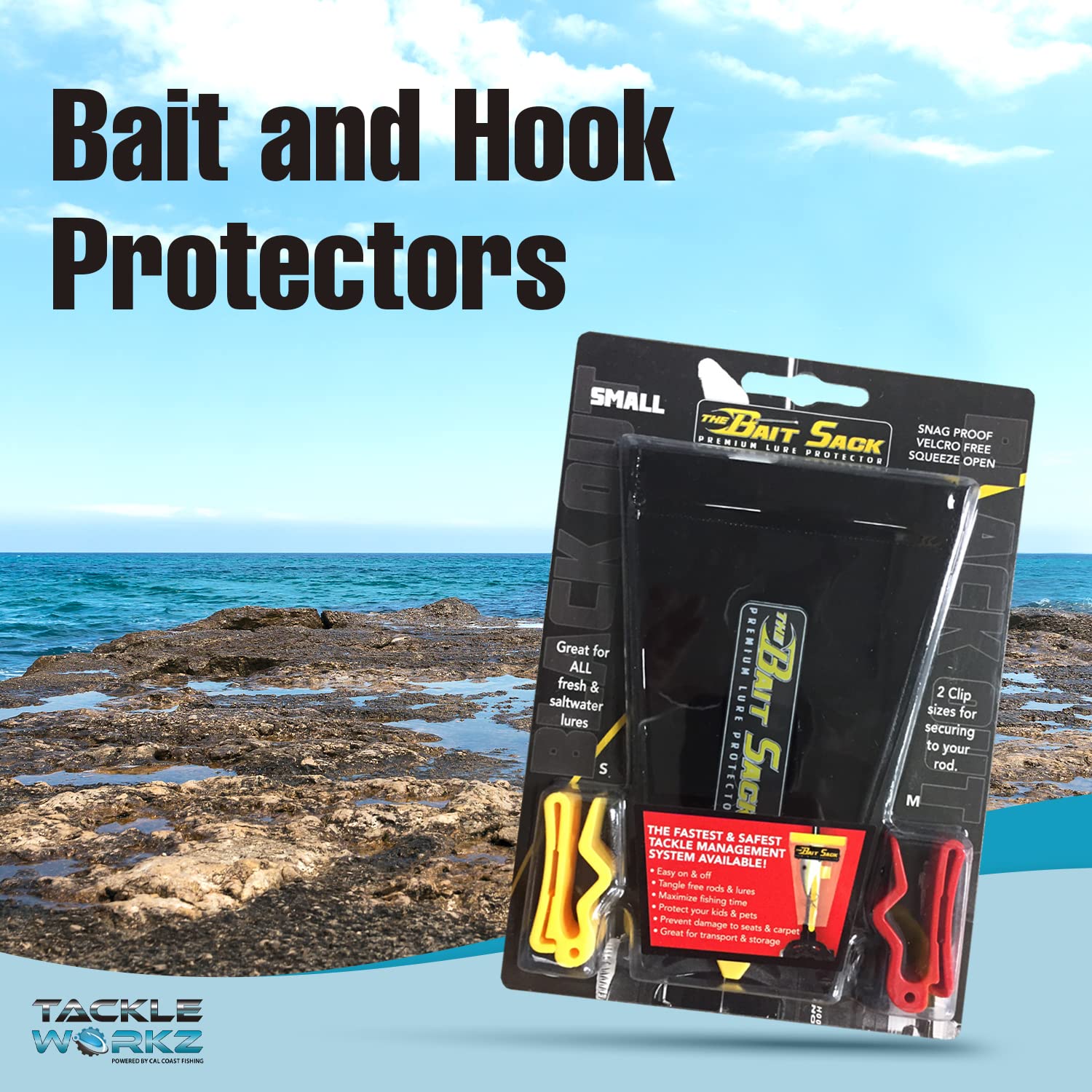 Cal Coast Fishing Bait Sack clips onto rods without snagging gear.