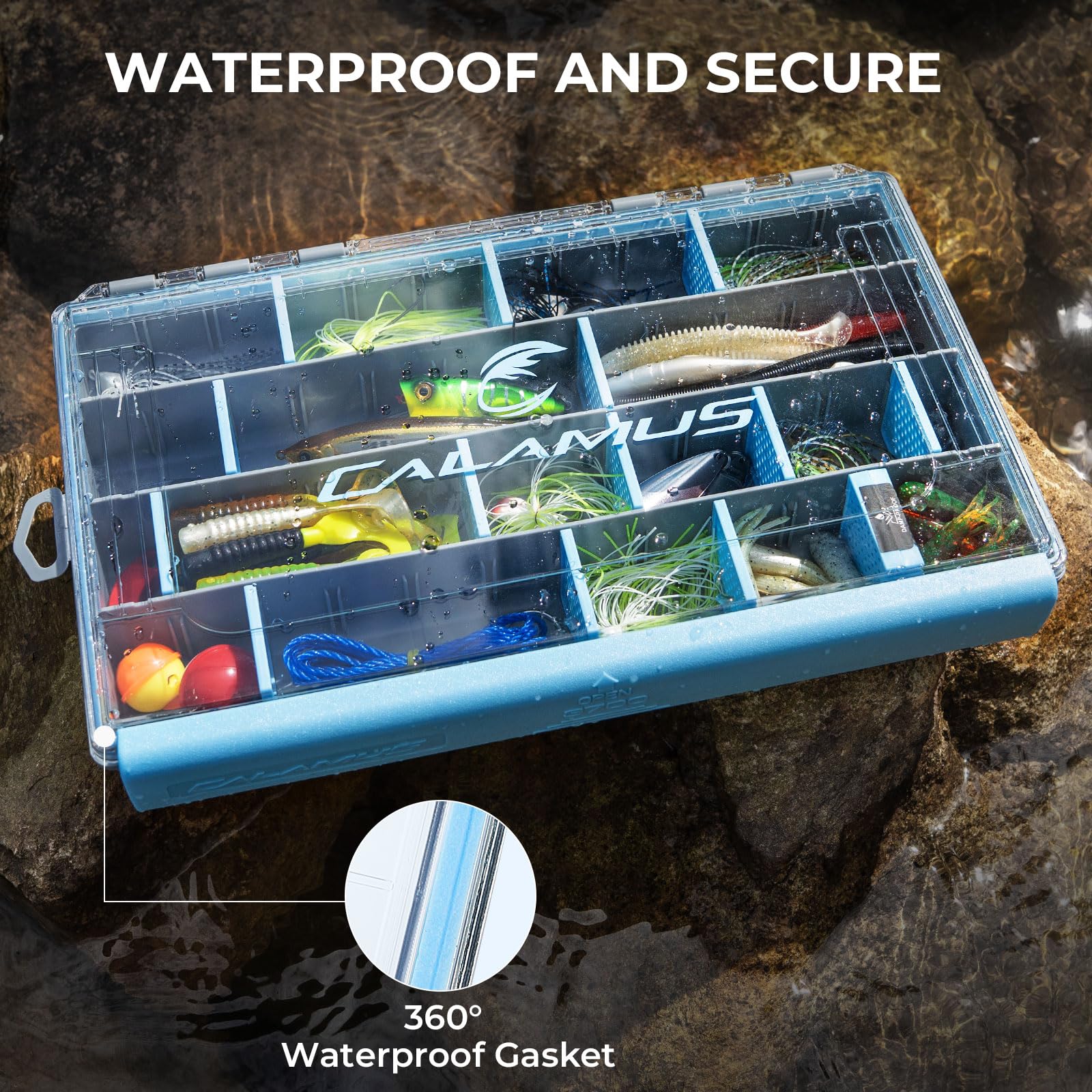 Calamus DryVault one-handed latch in use for fast secure opening