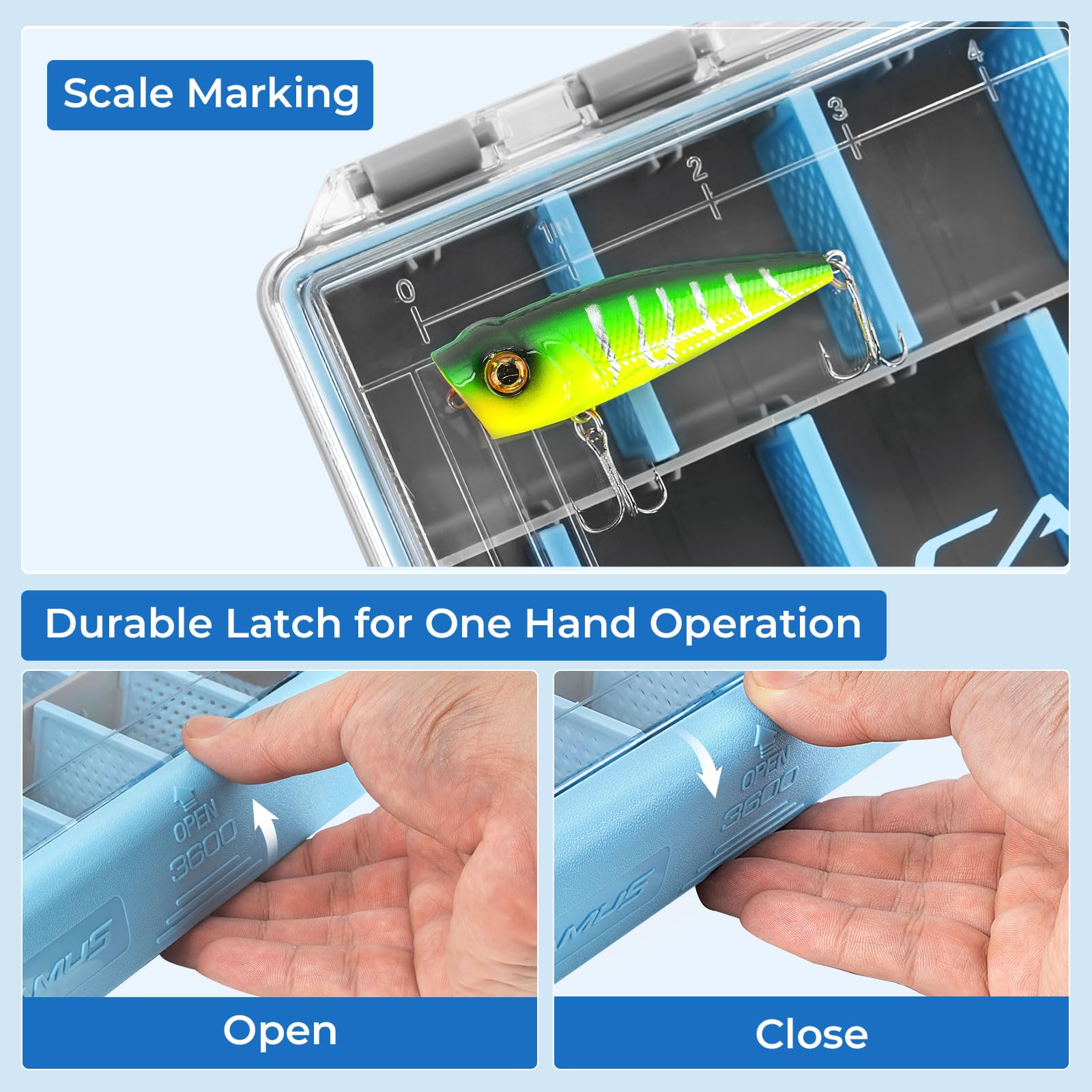 Removable adjustable dividers in DryVault tackle box