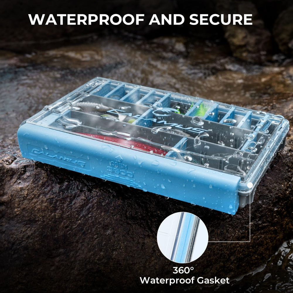 Inside view of waterproof DryVault tackle box
