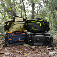 Open view showing interior compartments of the Calamus tackle bag