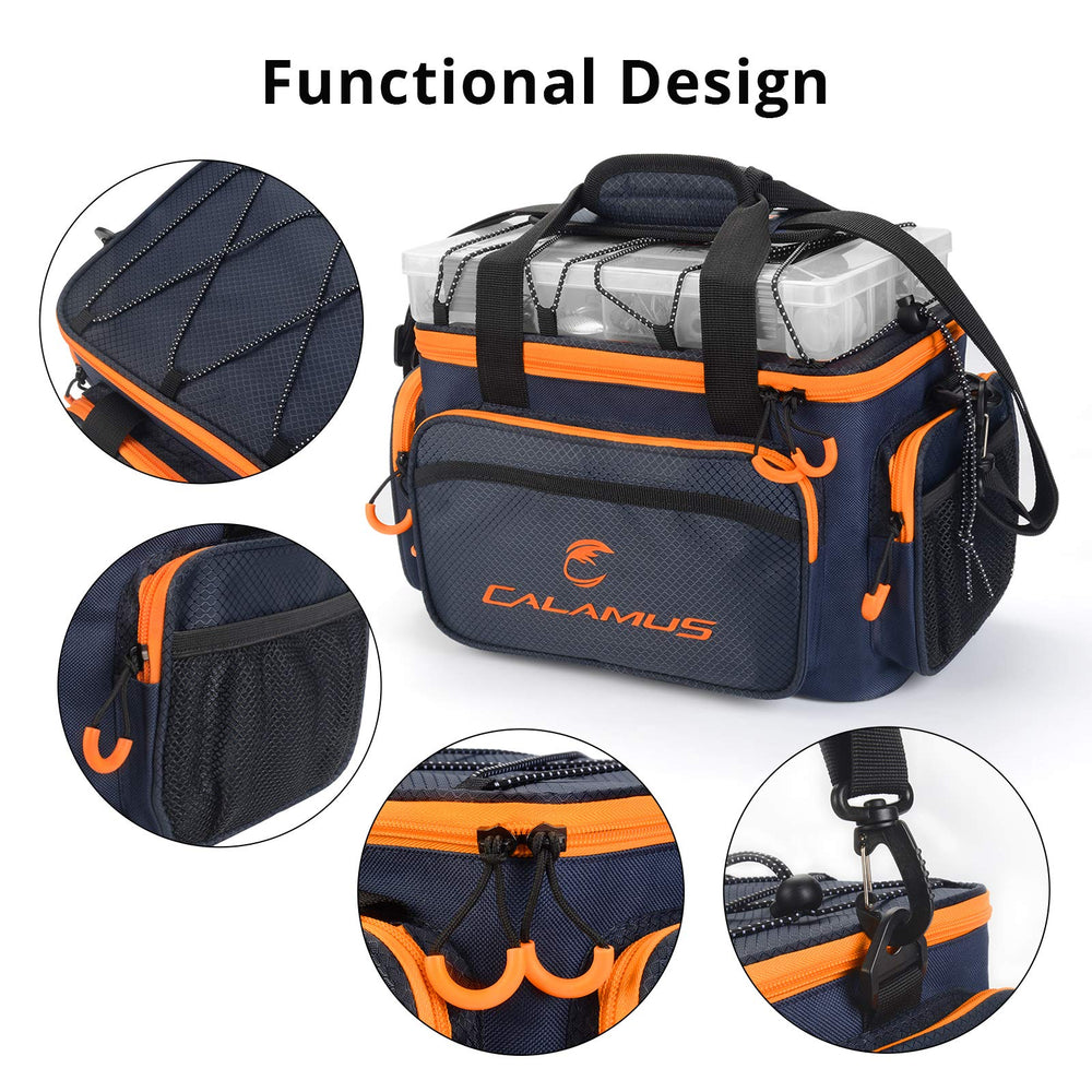 Calamus tackle bag orange padded strap for comfortable carrying on long trips