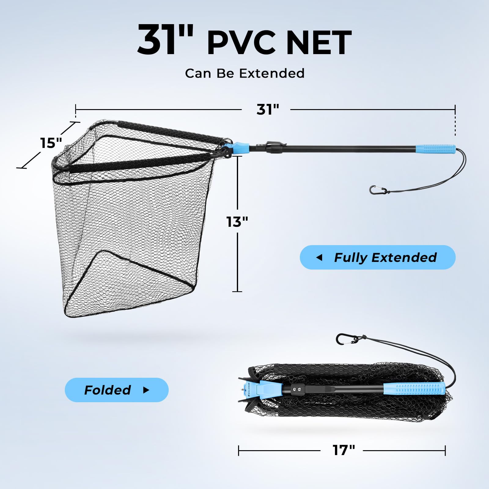 Net folded compactly for easy transport and storage