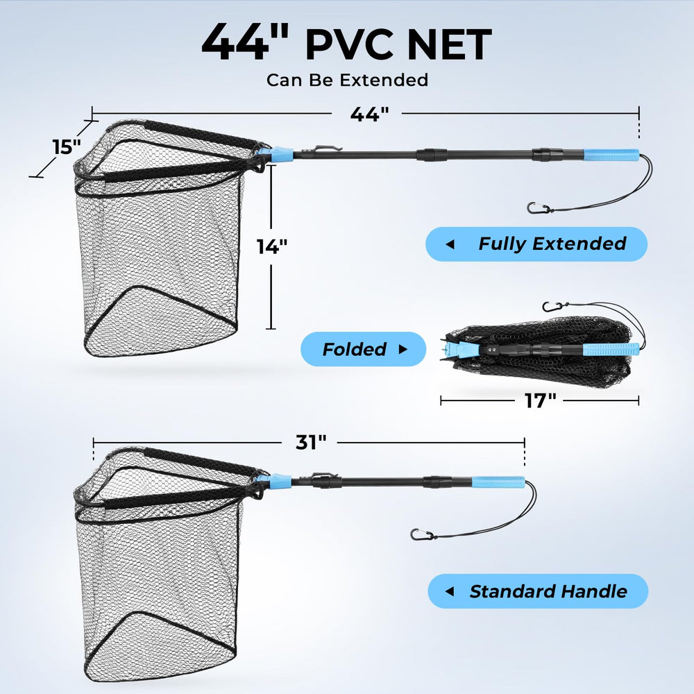 Net shown attached to a belt clip for hands-free access