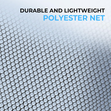 Bright blue non-slip elastomer grip on the handle