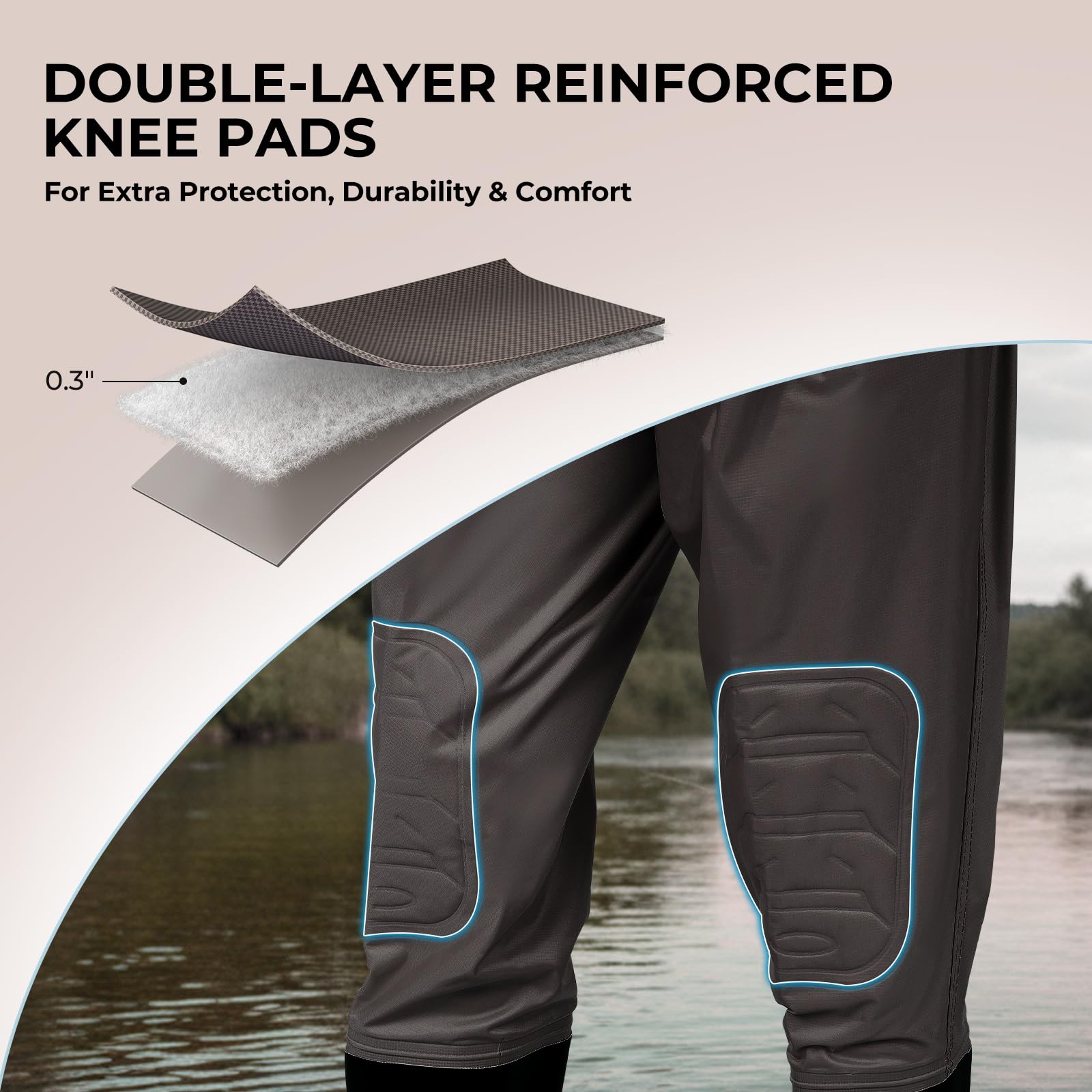 Calamus WaveWalker kids waders feature an external zippered pocket for gear