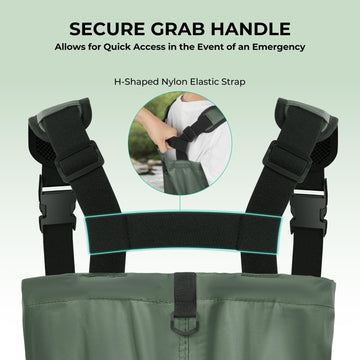Calamus WaveWalker chest waders with adjustable straps ensure comfortable fit.