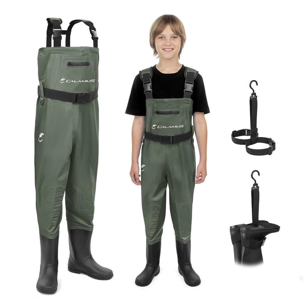 Calamus WaveWalker kids waders with waterproof chest for dry play: ideal for streams