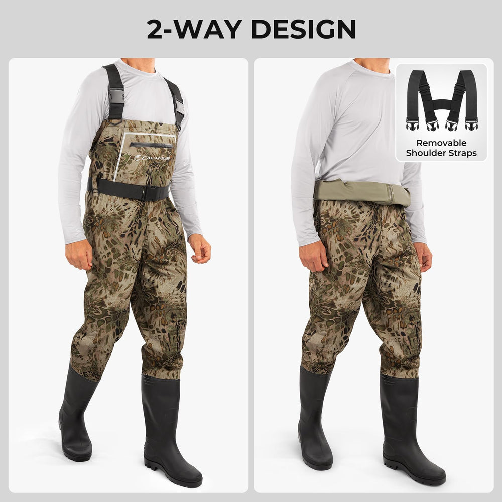 Calamus WaveWalker waders adjustable straps and removable shoulders for a custom fit.