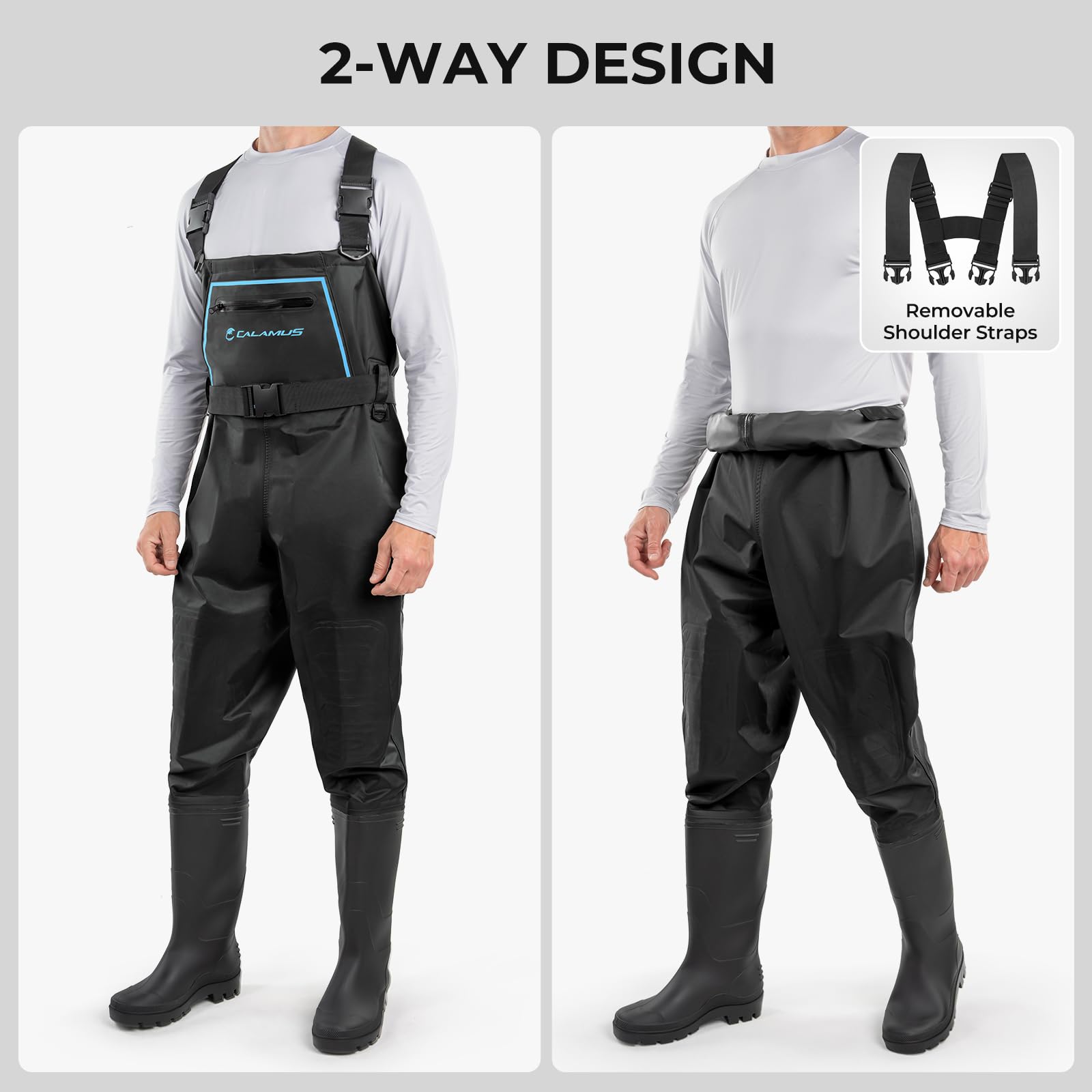 Calamus WaveWalker waders chest pocket for quick-access tools