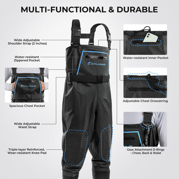 Calamus WaveWalker waders external zippered pocket for gear access