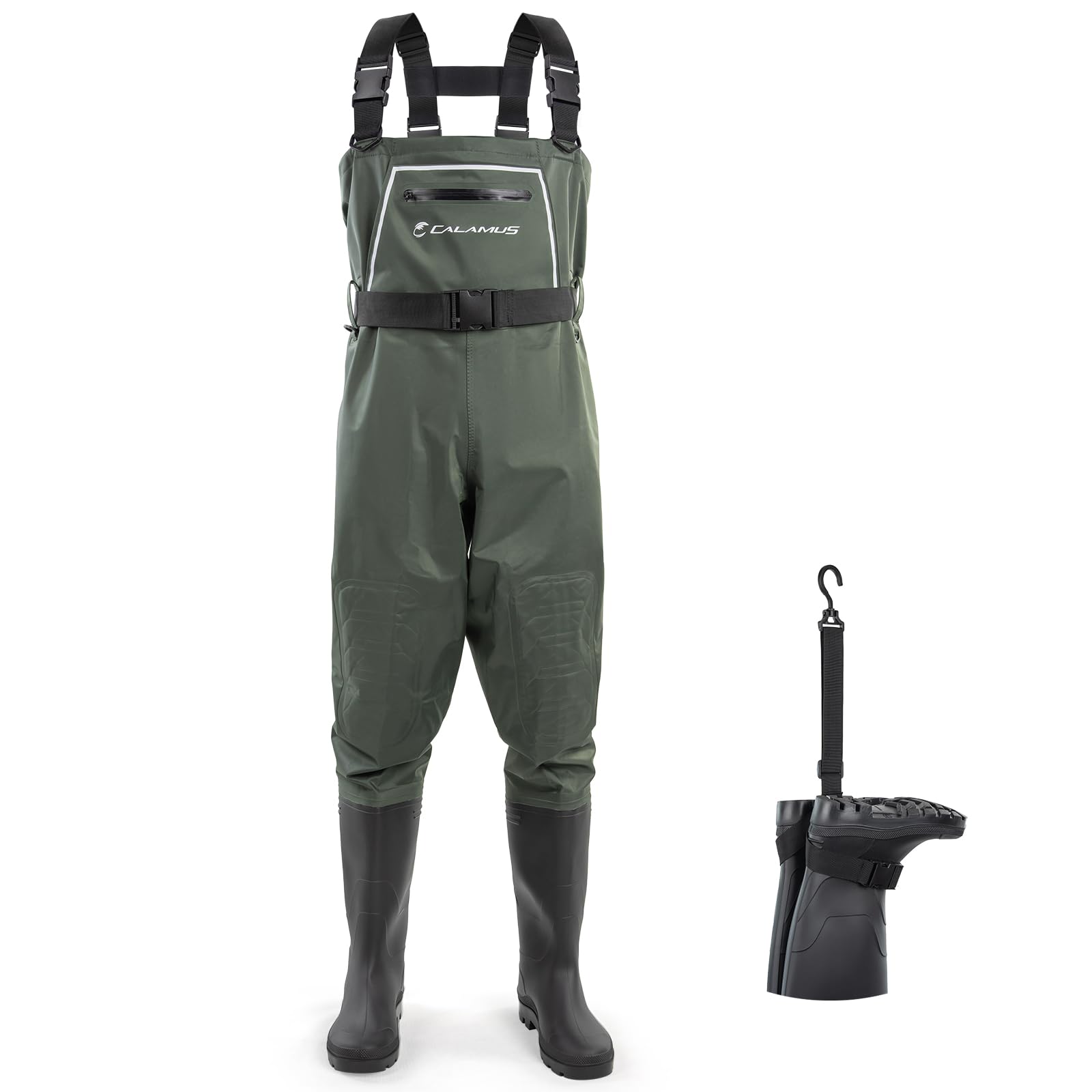 Angler wearing Calamus WaveWalker waders in a stream for dry, stable performance