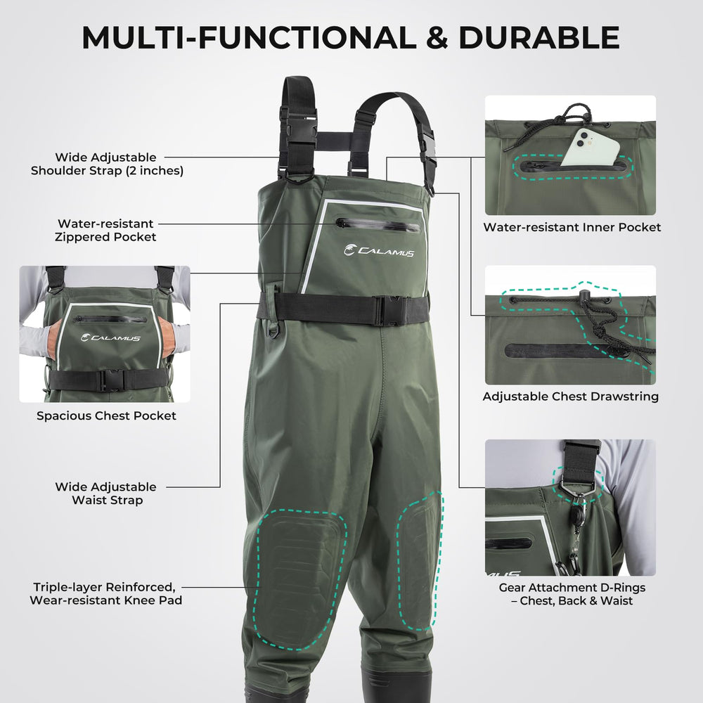 Calamus WaveWalker knee pads close-up showing reinforced protection
