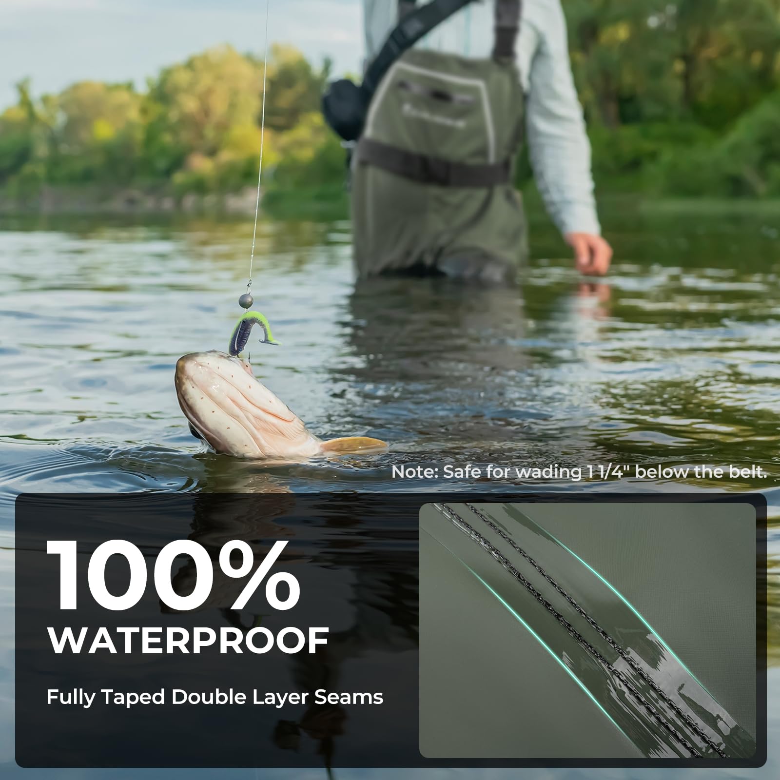 Calamus WaveWalker waders exterior pockets and D-rings for gear organization