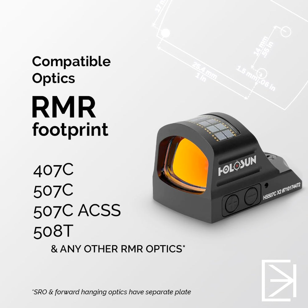 Calculated Kinetics RMR plate close-up for Holosun 407C fit and reliability