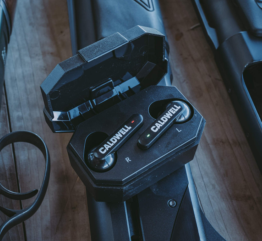Caldwell E-MAX Shadows dual microphones offer directional sound clarity for awareness.