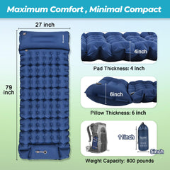 CALMCREST sleeping pad built-in foot pump for quick inflation.