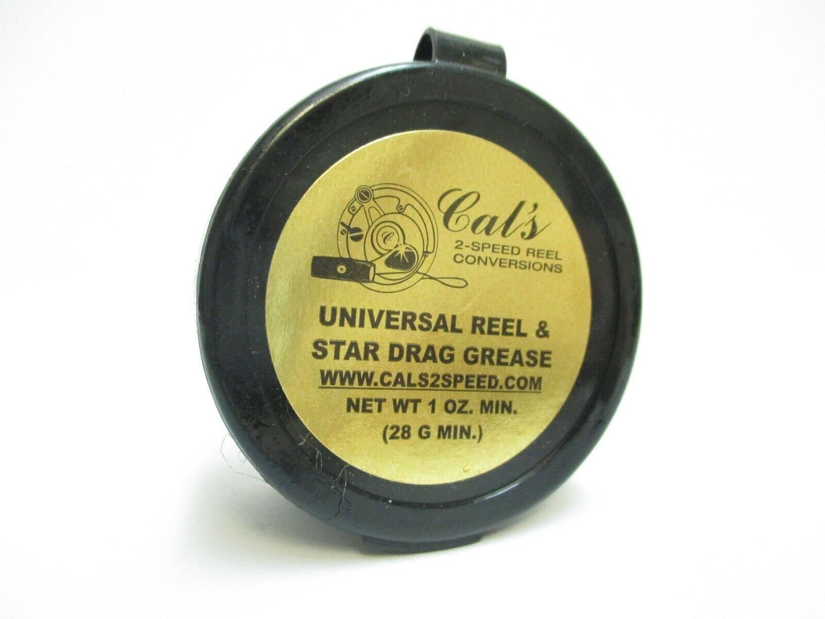 Cal's Universal Reel and Star Drag Grease Tan 1oz bottle - front view