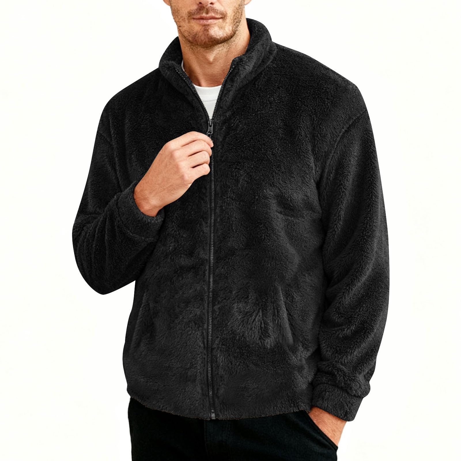Cambkatl men's sherpa jacket black color option for everyday style