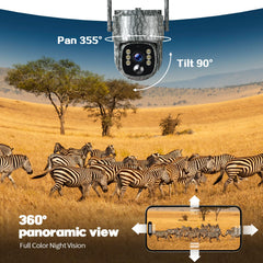 Camcamp solar panel powers the camera for extended off-grid hunting use.
