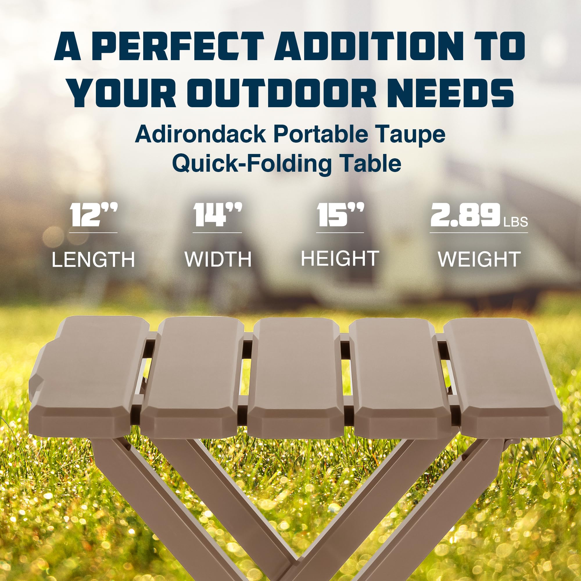 UV-stabilized ABS material protects Camco table from fading and wear.