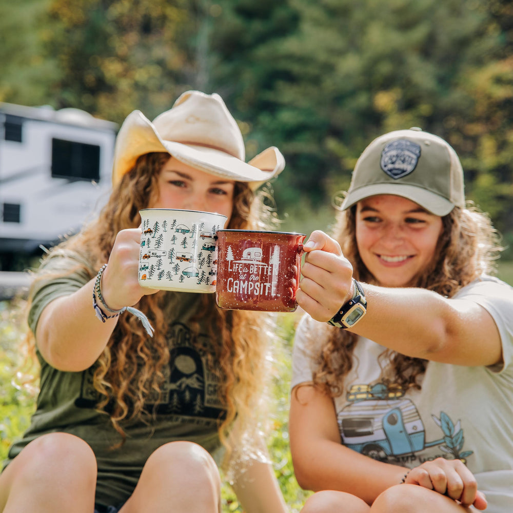 Camco four-pack camping mugs: ideal for family trips and gifting.