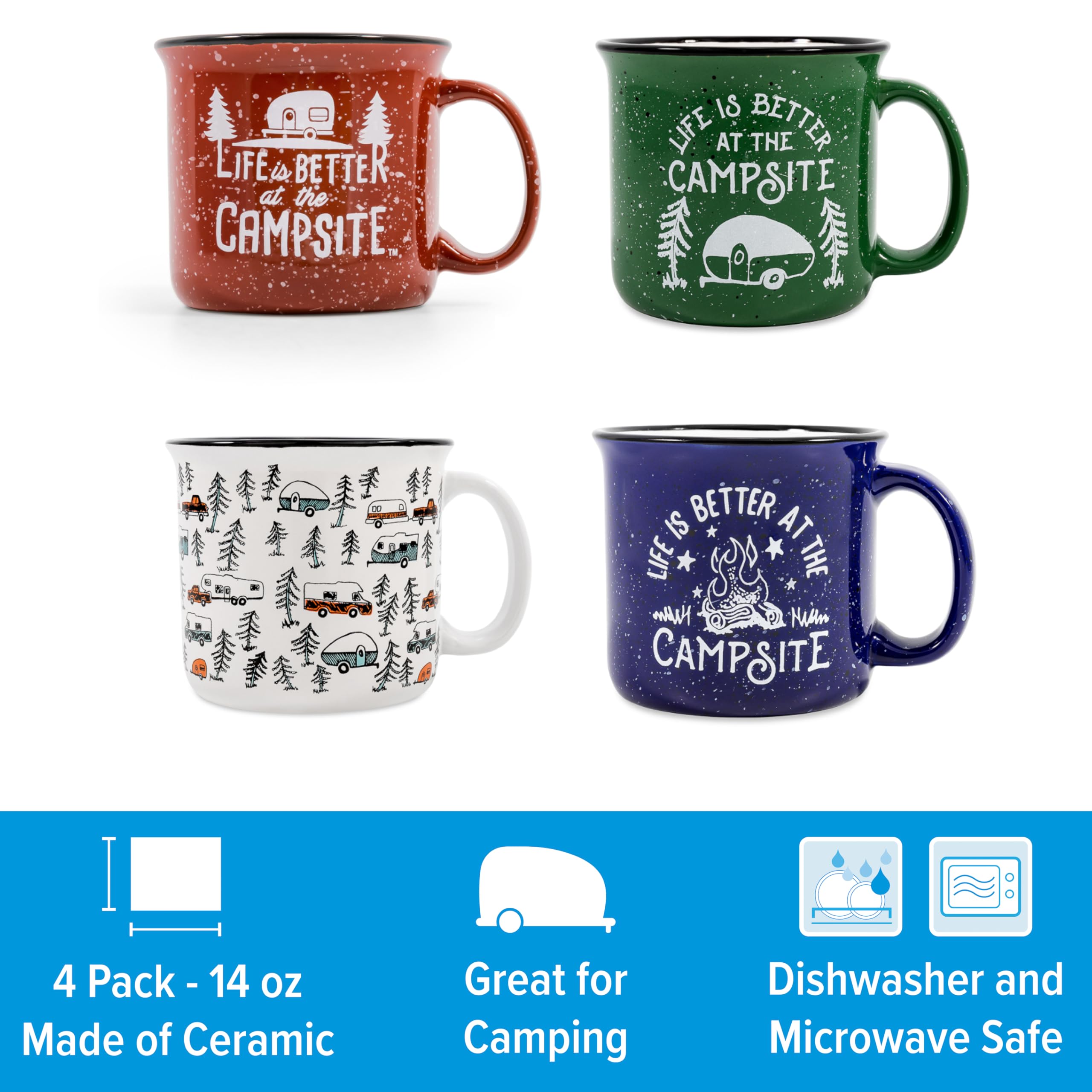 Camco white campsite mug: reliable ceramic for home or campsite use.