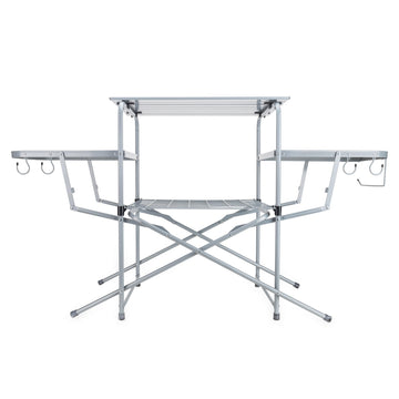 Camco Olympian Deluxe table collapsed size demonstrates compact storage.