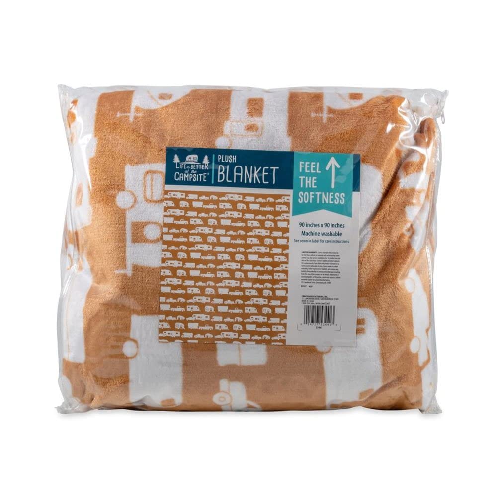 Camco queen-size fleece blanket over a picnic setup for warmth