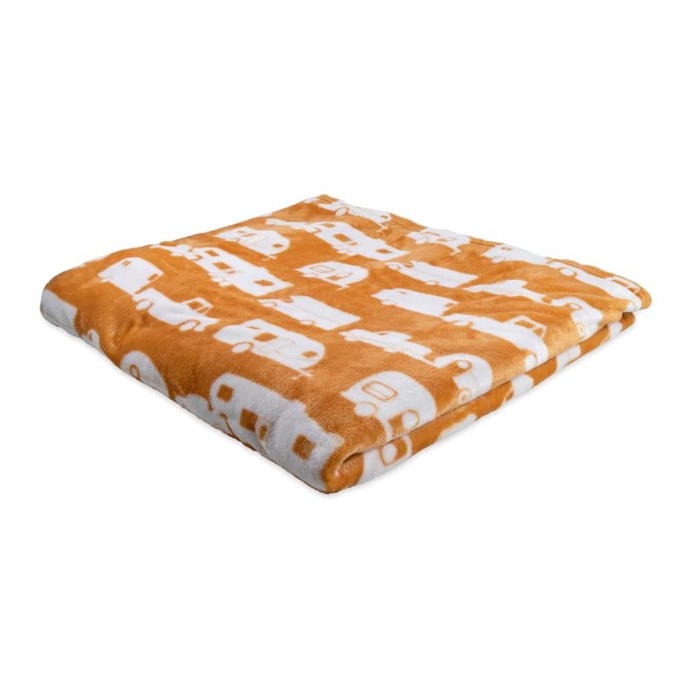 Camco RV print design on blanket adds campsite style