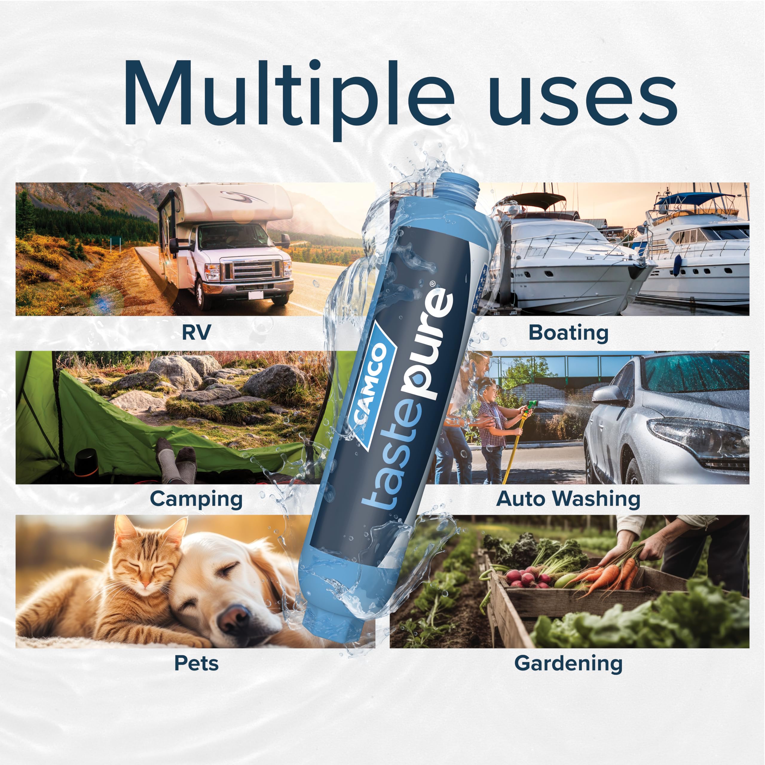Camco TastePURE installed on a water line for safer tasting water.