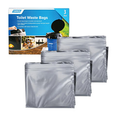 Camco toilet waste bags with durable double-bag design for leak prevention during camping