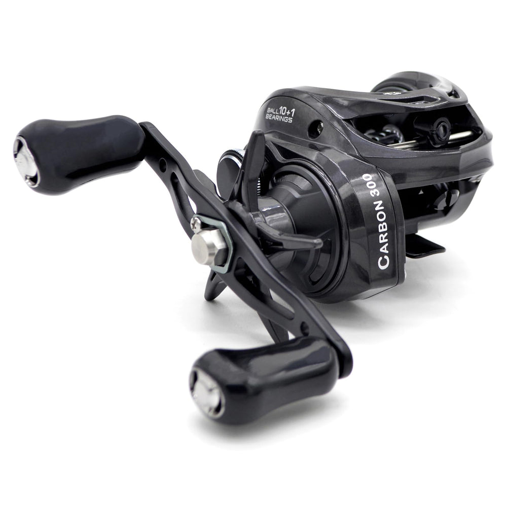 Camekoon Carbon 300 reel with lightweight carbon frame for easier long casts.